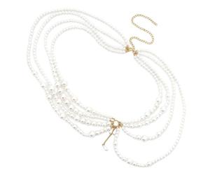 Tsophreniq Catena multi strato con perle finte per bikini, feste in spiaggia, accessori per il corpo alla moda per donne e ragazze, accessorio alla moda per la vita