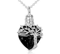 Tsophreniq Collana commemorativa per contenere ceneri e ricordi, con ciondolo a forma di cuore con albero intrecciato, in acciaio inox, catena per il collo, One Size, come descritto, come descritto