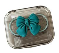 Tsophreniq Elegante supporto per lenti a contatto con fiocco, strumento da indossare e bottiglia per soluzione per uso quotidiano, custodia essenziale da viaggio, Blu, Elegante design con fiocco