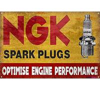 TSOSK - Targa in metallo retrò Ngk Spark Plugs Sign Vintage Bus Capannone Man Cave TIN Sign, decorazione da parete in metallo per cucina, 30,5 x 20,3 cm