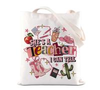 TSOTMO Borsa a tracolla con scritta in inglese "She's A Teacher I Can Tell-Teachers", idea regalo per l'educatore del Texas Western Country, Può dire Tote