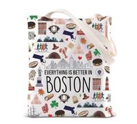 TSOTMO COHO Bookish Gift Everything is Better in Boston Tote Bag Romance Lover Borsa a tracolla CH Book Club Regalo, Meglio a Boston, medium