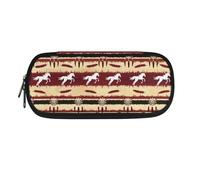 TSOVTHRID Astuccio, astuccio per matite e penne, organizer estetico, per articoli scolastici, Piuma Rossa Cavallo Bianco, Beauty Case