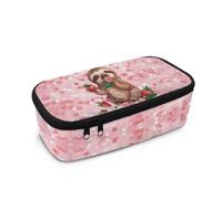 TSOVTHRID Astuccio Kawaii alla moda con cerniera liscia per ragazze uso quotidiano, Bradipo Fragola, Taglia unica, Set di zaini per la scuola