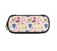 TSOVTHRID Astuccio portapenne per cancelleria scolastica, ufficio, università, adolescenti, ragazze, adulti, Cartone animato Axolotls Cactus Fiori, Beauty Case