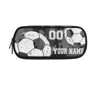 TSOVTHRID Astuccio portapenne personalizzato per la scuola, Calcio - Nero Grigio Camo, Beauty Case