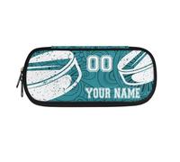 TSOVTHRID Astuccio portapenne personalizzato per la scuola, Hockey - Verde Boho, Beauty Case