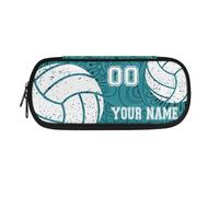 TSOVTHRID Astuccio portapenne personalizzato per la scuola, Pallavolo - Boho Verde, Beauty Case