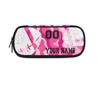 TSOVTHRID Astuccio portapenne personalizzato per la scuola, Rugby - Rosa Viola Camo, Beauty Case