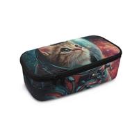 TSOVTHRID Astuccio pratico alla moda con chiusura a cerniera per uso quotidiano da donna, Gatto Astronauta, Taglia unica, Set di zaini per la scuola
