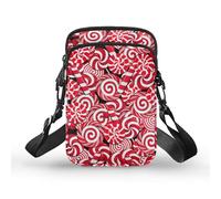 TSOVTHRID Borsa a tracolla a 2 strati con cerniera, borsa da viaggio da donna, Rosso Bianco Candy Cane