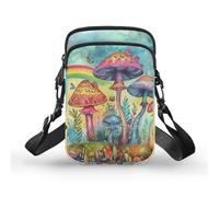 TSOVTHRID Borsa a tracolla a 2 strati da viaggio per le donne, Giardino dei funghi delle fiabe