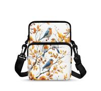 TSOVTHRID Borsa a tracolla borse a tracolla borsette custodia per telefono cellulare marsupio per donne ragazze ragazzi, Blue Gold Birds Colibrì Foglie