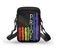 TSOVTHRID Borsa a tracolla con stampa cane a 2 strati per bambini, Bandiera Rainbow Pride
