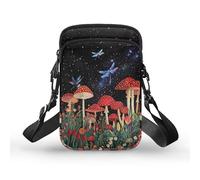 TSOVTHRID Borsa a tracolla portatile, borsa a tracolla, borsa a tracolla per borsa, telefono, portafoglio, chiave, Foresta di funghi rossi libellula
