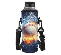 TSOVTHRID Borsa porta bottiglia d'acqua portatile con cinghia per ragazzi che camminano, Fuoco di baseball, Taglia unica, Set di zaini per la scuola