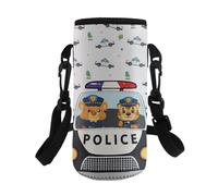 TSOVTHRID Borsa porta bottiglie d'acqua alla moda con cinghia per ragazzi sport a piedi, Auto della polizia, Taglia unica, Set di zaini per la scuola