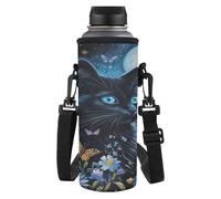 TSOVTHRID Borsa portabottiglie alla moda con cinghia per donne e signore che camminano, Gatto nero floreale, Taglia unica, Set di zaini per la scuola