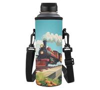 TSOVTHRID Borsa portabottiglie con cinghia per bambini che camminano, Treno, Taglia unica, Set di zaini per la scuola