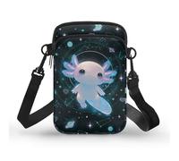 TSOVTHRID Borse a tracolla per le donne di piccole dimensioni strati borse di stoccaggio per telefono cellulare 2 strati, Galaxy Axolotl