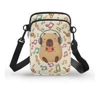 TSOVTHRID Borse per le donne Borsa a tracolla Crossbody 2 strati Crossbody Borse piccole borse per cellulare, Nota musicale Capibara