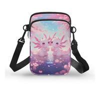 TSOVTHRID Borse per le donne Crossbody Bag Piccola borsa a tracolla da donna borsa a tracolla 2 strati borsa per telefono, Axolotl Cherry Blossom