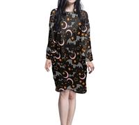 TSOVTHRID Camicie da notte da donna taglia S-5XL manica lunga Sleepshirts Halloween Night Dress, Pipistrello Star Moon Nero, S
