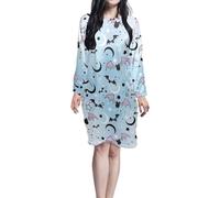 TSOVTHRID Camicie da notte da donna taglia S-5XL manica lunga Sleepshirts Halloween Night Dress, Pipistrello Star Moon Azzurro, 5XL