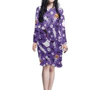 TSOVTHRID Camicie da notte per Halloween da donna con tasche abito da notte lunghezza al ginocchio abito da notte taglia S-5XL, Teschio Mummia Halloween, 5XL