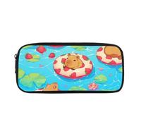 TSOVTHRID Capybara, astuccio per matite per la scuola, per ragazze, ragazzi, adolescenti, studenti, Ratto d'acqua del cerchio di nuoto, Beauty Case