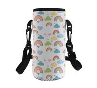 TSOVTHRID Carino borsa portatile per bottiglia d'acqua con cinghia per ragazze passeggiate escursionismo, Arcobaleno, Taglia unica, Set di zaini per la scuola
