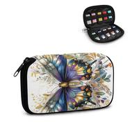 TSOVTHRID Custodia per chiavetta USB con stampa floreale con farfalla e 10 slot USB, organizer per accessori elettronici, leggera, per donne, adolescenti, lavoro, studio