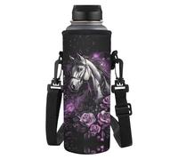 TSOVTHRID Manicotto portatile della bottiglia di acqua di modo con la cinghia per le, Cool Horse Rose, Taglia unica, Set di zaini per la scuola