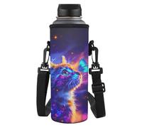 TSOVTHRID Manicotto portatile della bottiglia di acqua di modo con la cinghia per le, Galassia Gatto, Taglia unica, Set di zaini per la scuola