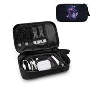 TSOVTHRID Organizer per caricabatterie da viaggio per donne e uomini, organizer elettronico per cavi, custodia da viaggio essenziale per telefono scheda SD, Farfalla Rosa Viola, Beauty Case