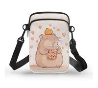 TSOVTHRID Piccole borse a tracolla per le donne che viaggiano 2 strati borsa a tracolla borsa per cellulare, Tè Boba Cuore Capybara