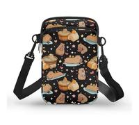 TSOVTHRID Piccole borse a tracolla per le donne che viaggiano 2 strati borsa a tracolla borsa per cellulare, Capibara Onsen