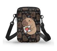 TSOVTHRID Piccole borse a tracolla per le donne che viaggiano 2 strati borsa a tracolla borsa per cellulare, Cuscino Capibara Fragola