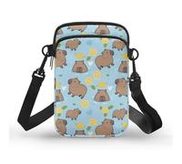 TSOVTHRID Piccole borse a tracolla per le donne che viaggiano 2 strati borsa a tracolla borsa per cellulare, Limone Capibara
