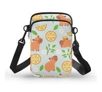 TSOVTHRID Piccole borse a tracolla per le donne che viaggiano 2 strati borsa a tracolla borsa per cellulare, Capibara Agrumi Fiore