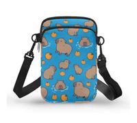 TSOVTHRID Piccole borse a tracolla per le donne che viaggiano 2 strati borsa a tracolla borsa per cellulare, Stampa Capibara Arancione