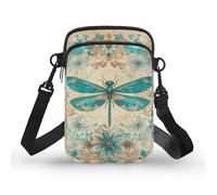 TSOVTHRID Piccole borse messenger da viaggio, borsa a tracolla per telefono borse a portafoglio per donne e uomini, Libellula Floreale