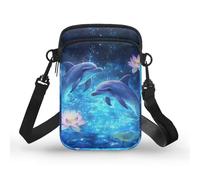 TSOVTHRID Piccole borse messenger da viaggio, borsa a tracolla per telefono borse a portafoglio per donne e uomini, Fiore delfino