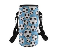 TSOVTHRID Pratica custodia per bottiglia d'acqua con cinghia per bambini per passeggiate ed escursioni, Calcio, Taglia unica, Set di zaini per la scuola