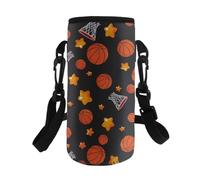 TSOVTHRID Pratica custodia per bottiglia d'acqua con cinghia per bambini per passeggiate ed escursioni, Pallacanestro, Taglia unica, Set di zaini per la scuola