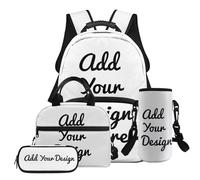 TSOVTHRID Set di 4 zaini per la scuola per ragazze e ragazze, leggero, con borsa per libri e portapranzo, per ragazze e adolescenti, 8-10 anni, Una Custom