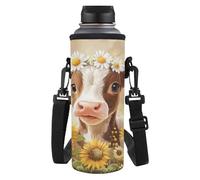 TSOVTHRID Simpatico portabottiglie leggero con cinghia per donne che camminano, Girasole di mucca, Taglia unica, Set di zaini per la scuola