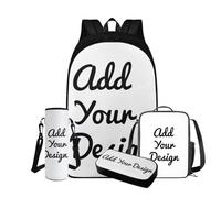 TSOVTHRID Zaino per la scuola per adolescenti e ragazze, set da 4 pezzi leggero con borsa per libri e portapranzo, per ragazze e adolescenti, 8-10 anni, Una Custom