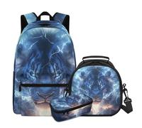 TSOVTHRID Zaino per ragazzi della scuola 3 in 1 Bookbag e Lunch Box Set per ragazzi ragazzi borse scuola 9-10 anni, Fulmine tigre