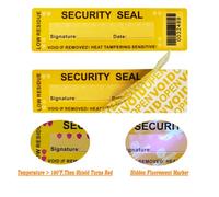 TSPC SECSEAL 100 pezzi 25x90 mm Manomissione Termica Marchio Fluorescente Basso Residuo Antimanomissione Evidente Anticontraffazione A Prova di Manomissione Etichette Sigilli(Codice a Barre)